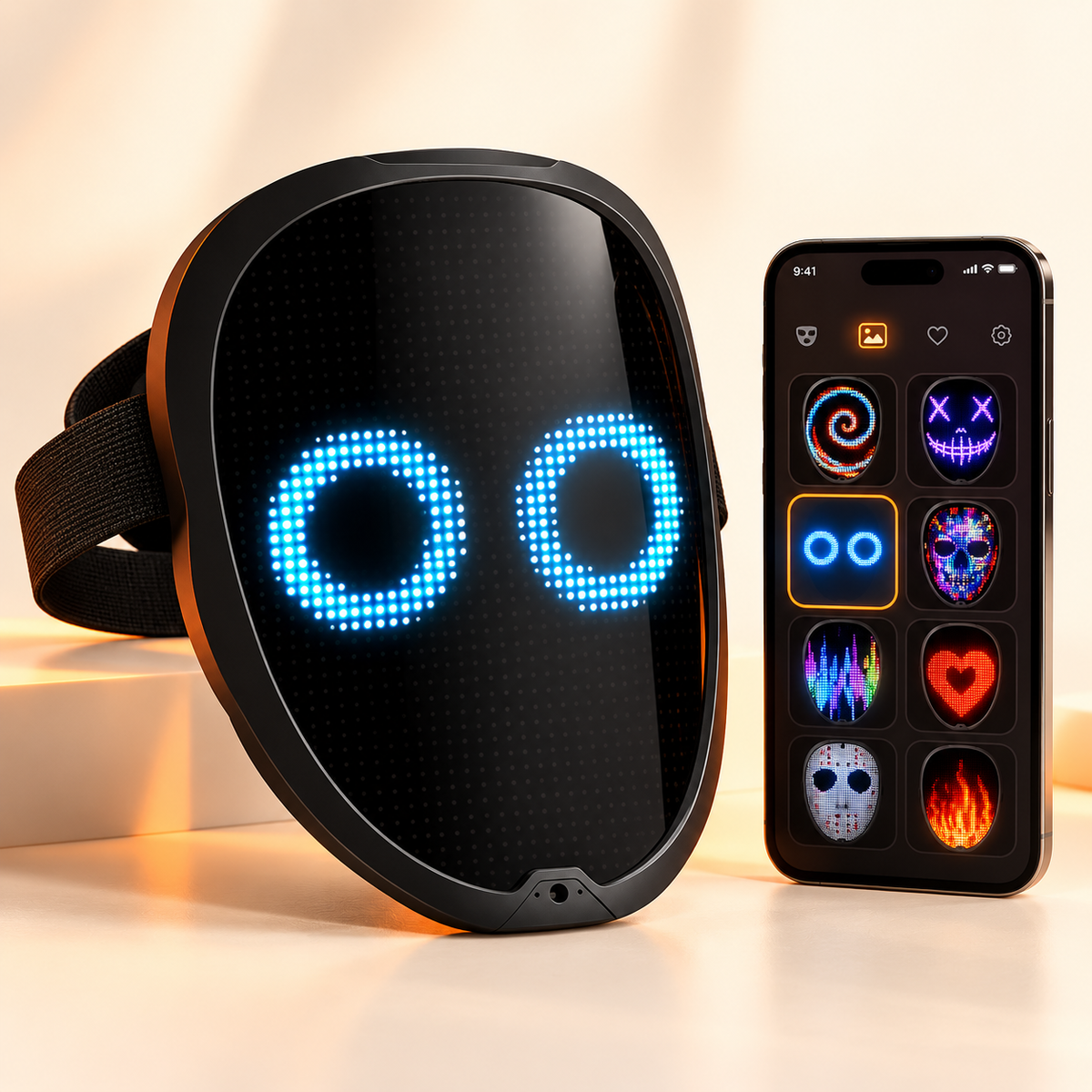 Interactive LED Halloween Mask