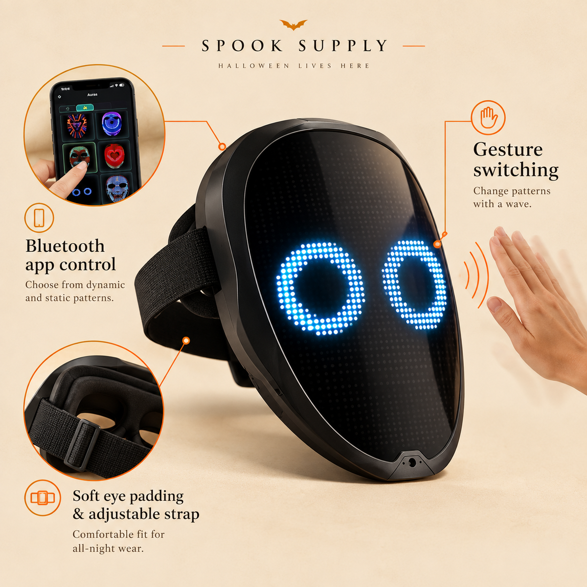 Interactive LED Halloween Mask